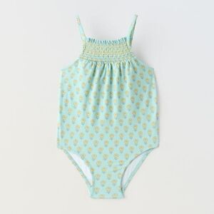 ZARA KIDS FLORAL SWIMSUIT WITH SMOCKING SIZE 5-6y